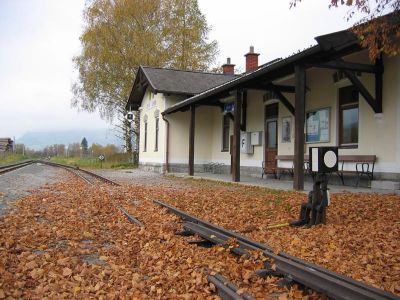 Bahnhof Fürth-Kaprun
Am 25.10.2008 bedeckte noch das Herbstlaub das Hausgleis des Bahnhofes Fürth-Kaprun. 
Inzwischen wird dieses Gleis intensiv für den Ortsverkehr Zell am See genutzt.
